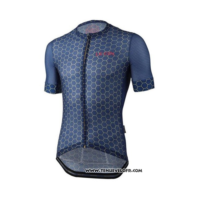 2021 Maillot Cyclisme Le Col Profond Bleu Manches Courtes et Cuissard